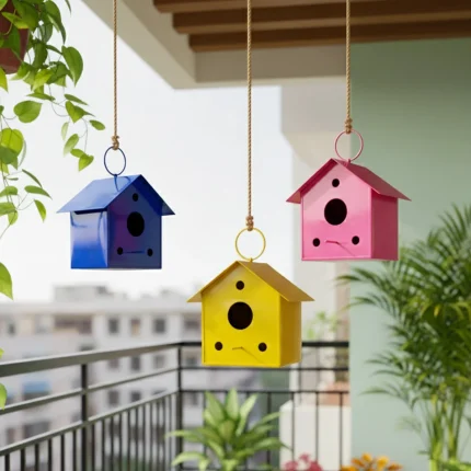 Urban Plant Metal Hanging Bird House - (Set of 3)