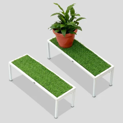 Urban Plant Apollo Plant Stand with Green Grass (White – Set of 2)
