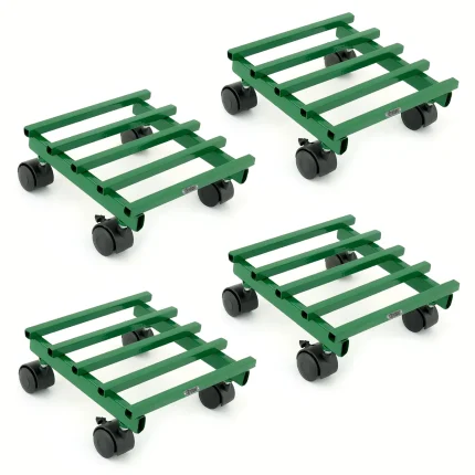 Urban Plant Square Caddy with Wheel Rolling Plant Stand (Green - Set of 4)